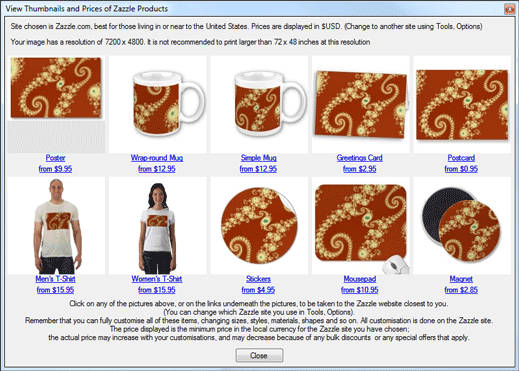 The Thumbnail and Price View of Zazzle Products