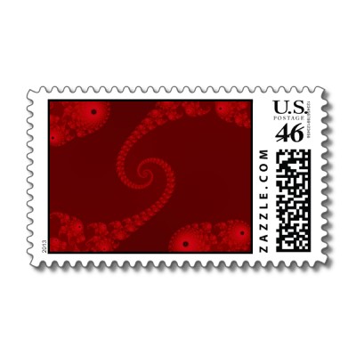 Deep Red Double Spiral Postage Stamp