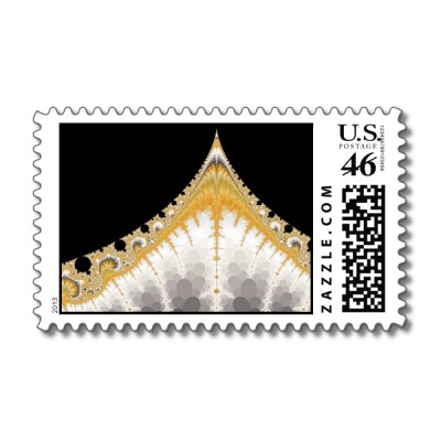 Silver and Gold Volcano Postage Stamp
