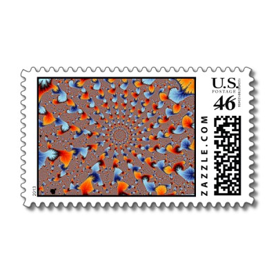 Red and Blue Flames Postage Stamp