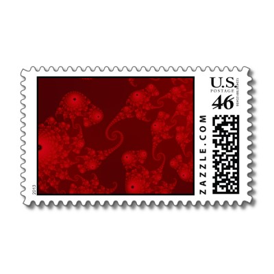 Deep Red Seahorse Herd Postage Stamp