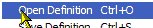 The Open Definition menu entry