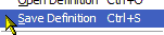 The Save Definition menu entry