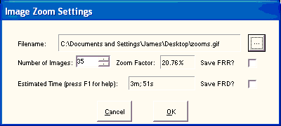 The Save Zoom Dialog Window
